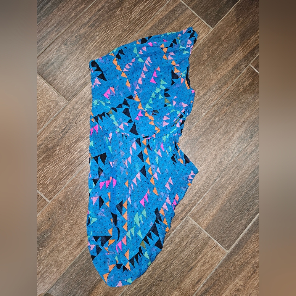 Mara Hoffman Dress Size 8 One Shoulder Sheath Mini Dress Printed Silk Geo Side